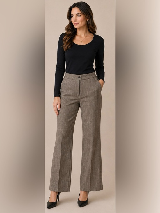 Tommy Hilfiger Pants - Tommy Hilfiger Carmen Herringbone Dress Pants Size 8 Brown Office Trouser